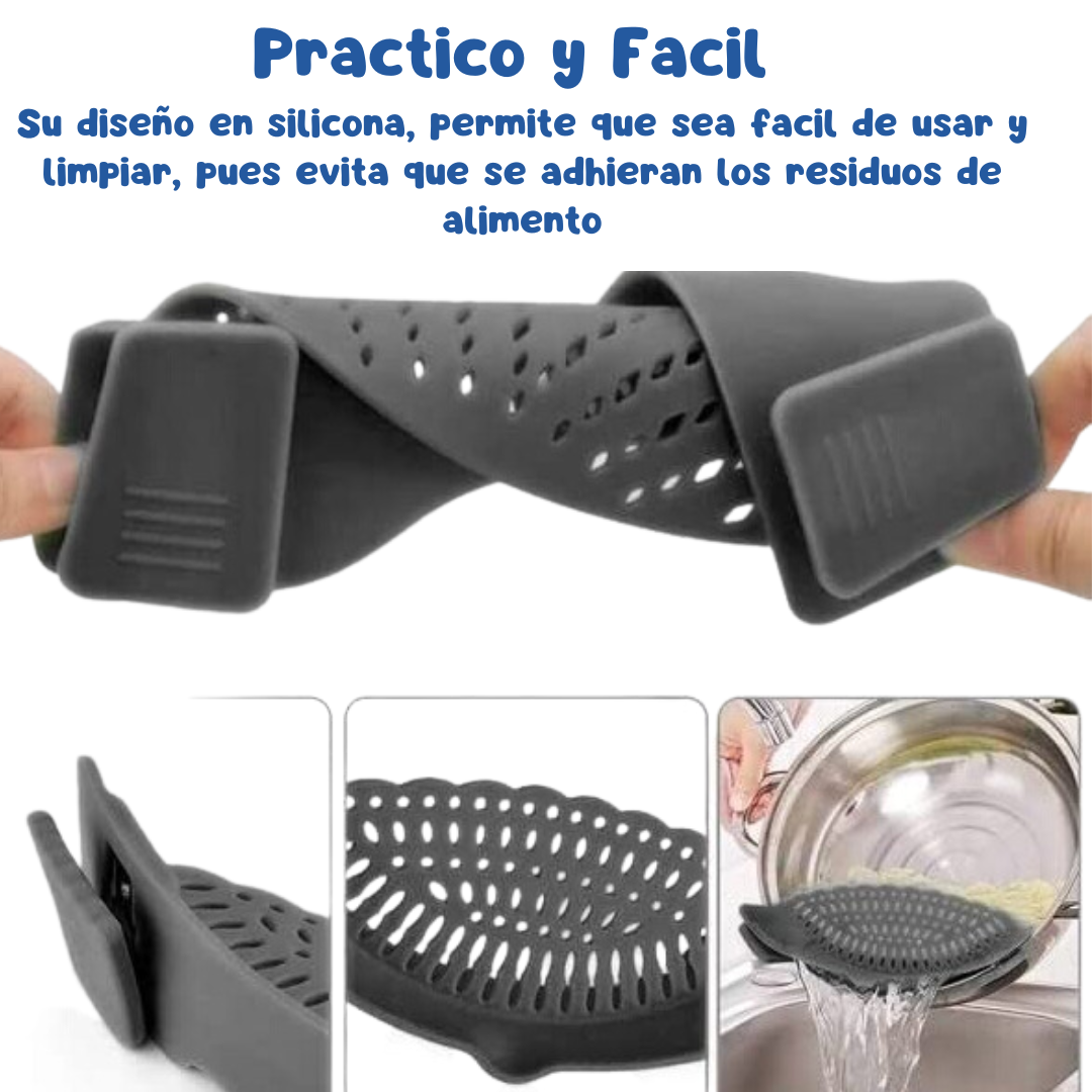 Colador Ajustable de Silicona Para Ollas y Bowls